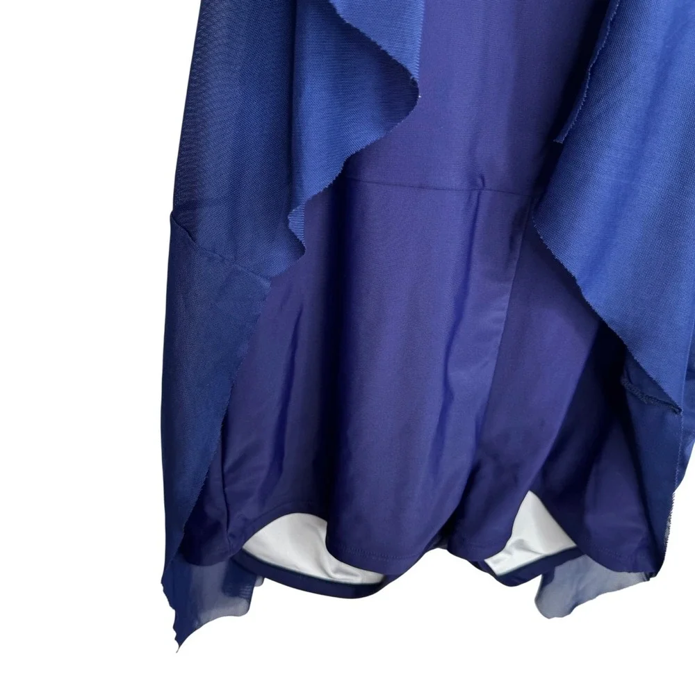 Blue & Navy Halter Swimdress Skirted Boyshorts Attached‎ One-Piece Swimsuit 4XL - Picture 2 of 9